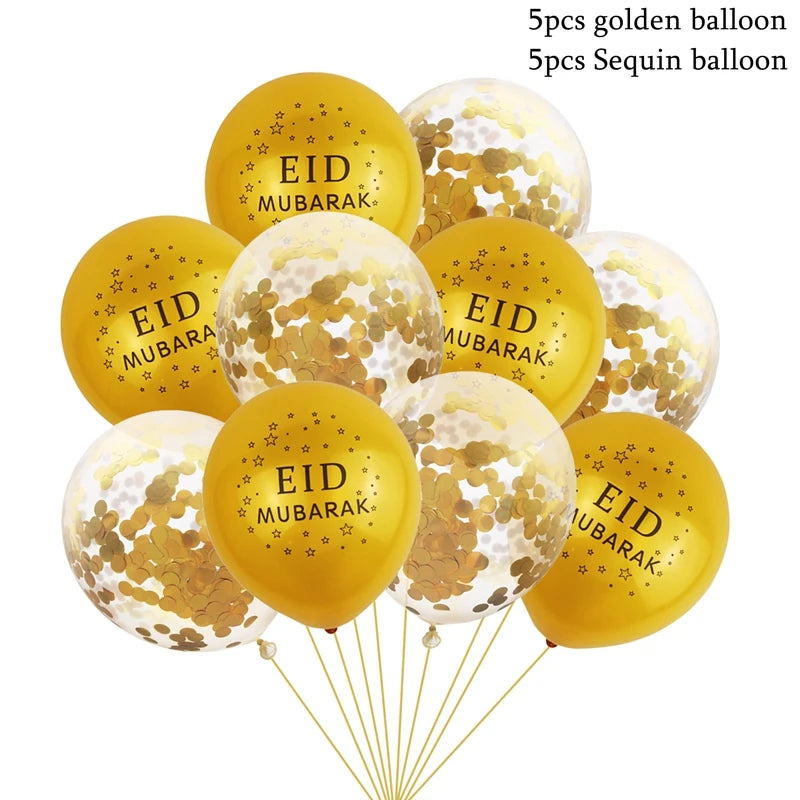10pcs Eid Balloon Eid Mubarak 2025 Ramadan Decoration For Home Aid al-fitr Mubarak Kareem Islamic Festival Muslim Party Supplies