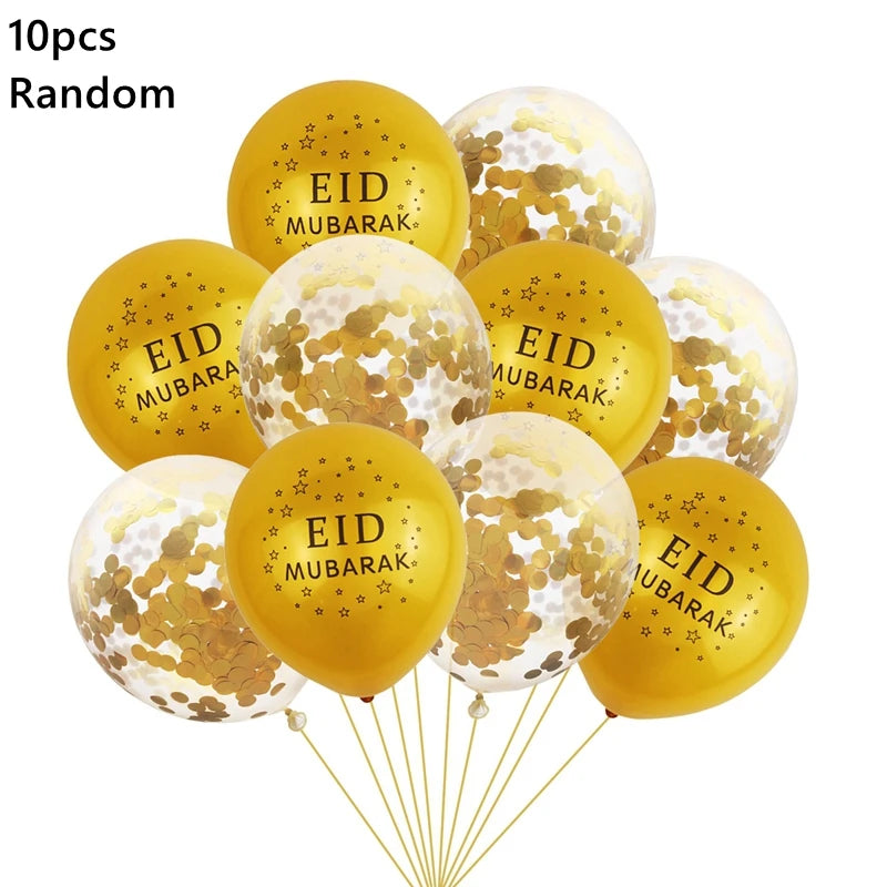 10pcs Eid Balloon Eid Mubarak 2025 Ramadan Decoration For Home Aid al-fitr Mubarak Kareem Islamic Festival Muslim Party Supplies