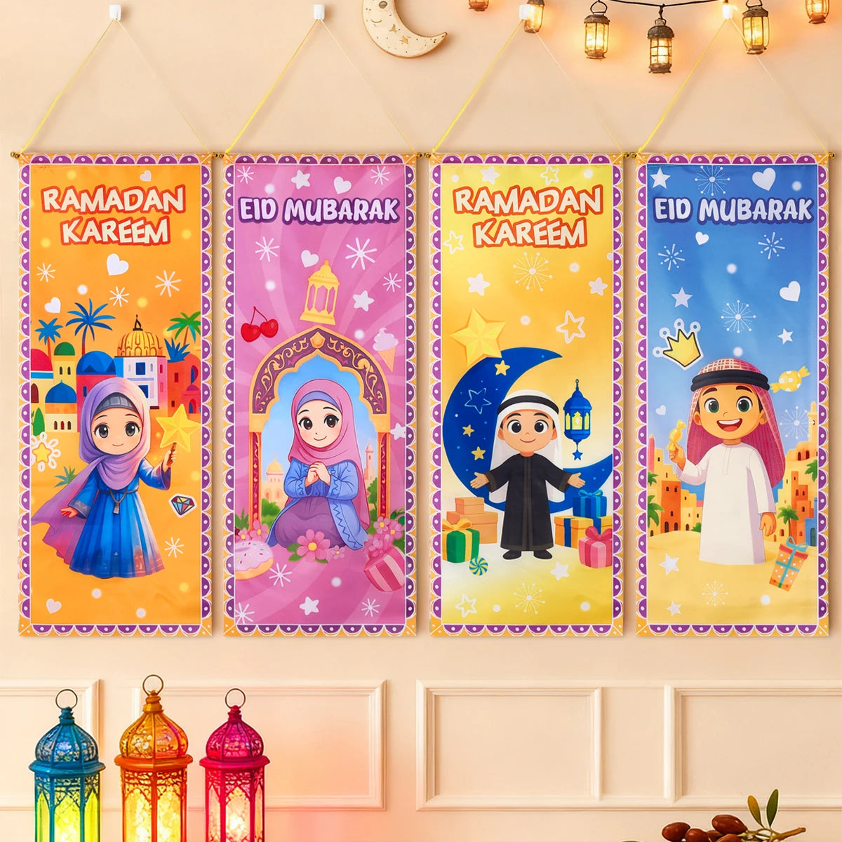 Ramadan Kareem Hanging Flag Ramadan Decoration 2026 For Home Eid Mubarak Ramadan Kareem Islamic Muslim Party Eid Al Adha Gifts